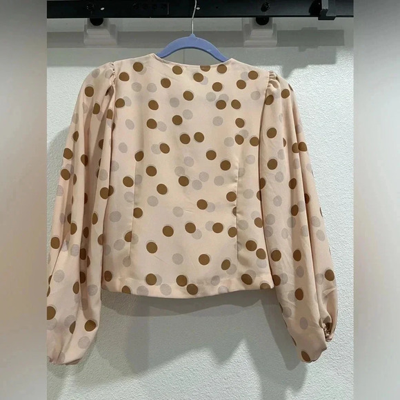 Ann Taylor Factory XSP, peach with gray & brown dot print. EXCELLENT cond. - Picture 3 of 8